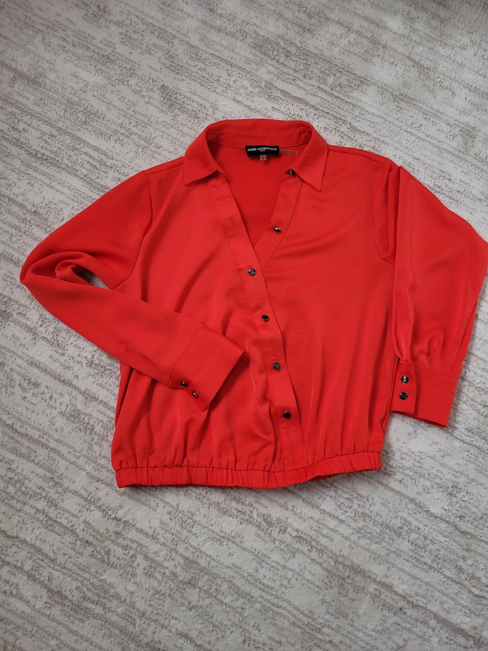 Karl Lagerfeld Red Button-Front Blouse